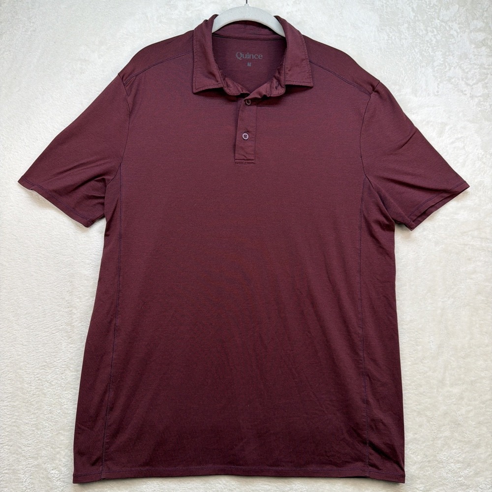 Quince Performance Polo Shirt Burgundy Stretch Casual Golf Polo Men's Medium
